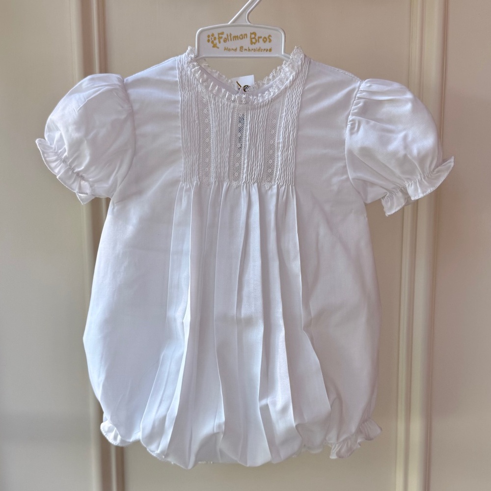 NWT - Feltman Brothers Pintucks & Lace Bubble for Baby Girl - Picture 2 of 6